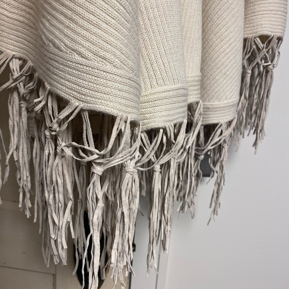 Elegant Cream Fringe Poncho